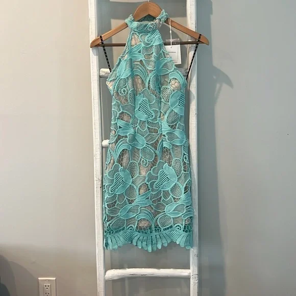 Missguided nwt mint lace and nude choker halter neck bodycon cocktail dress 4 - Picture 2 of 12